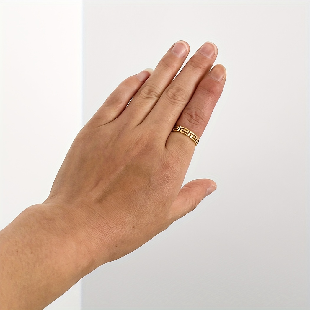 Men's Stainless Steel Geometric Pattern Stacking Rings