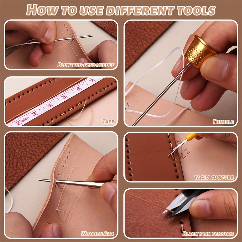 Leather Working Kit Waxed Thread Sewing Awl Leather Repair - Temu