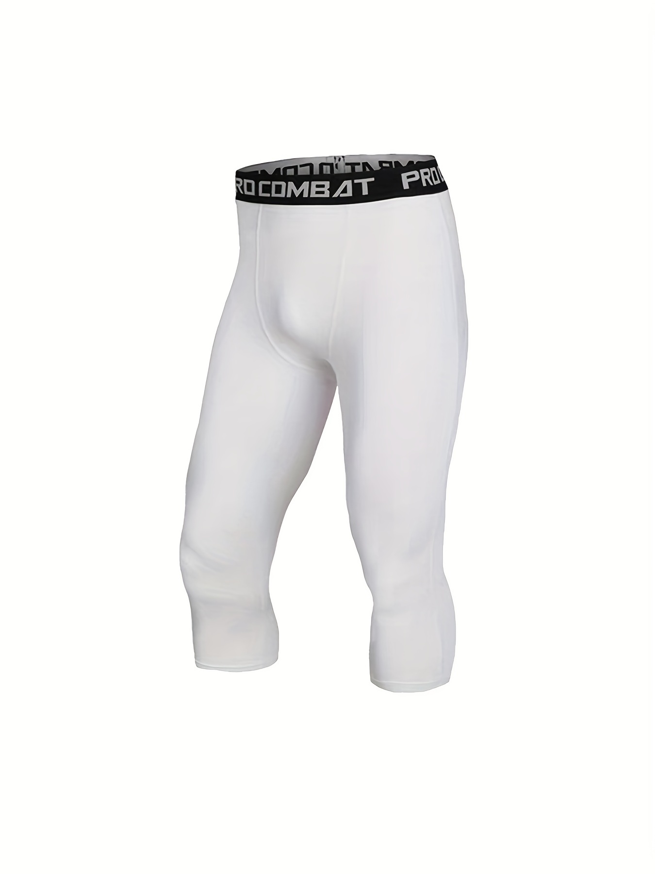 Mens One Leg Compression Tights 3/4 Capri Pants Basketball Base Layer  Underwear