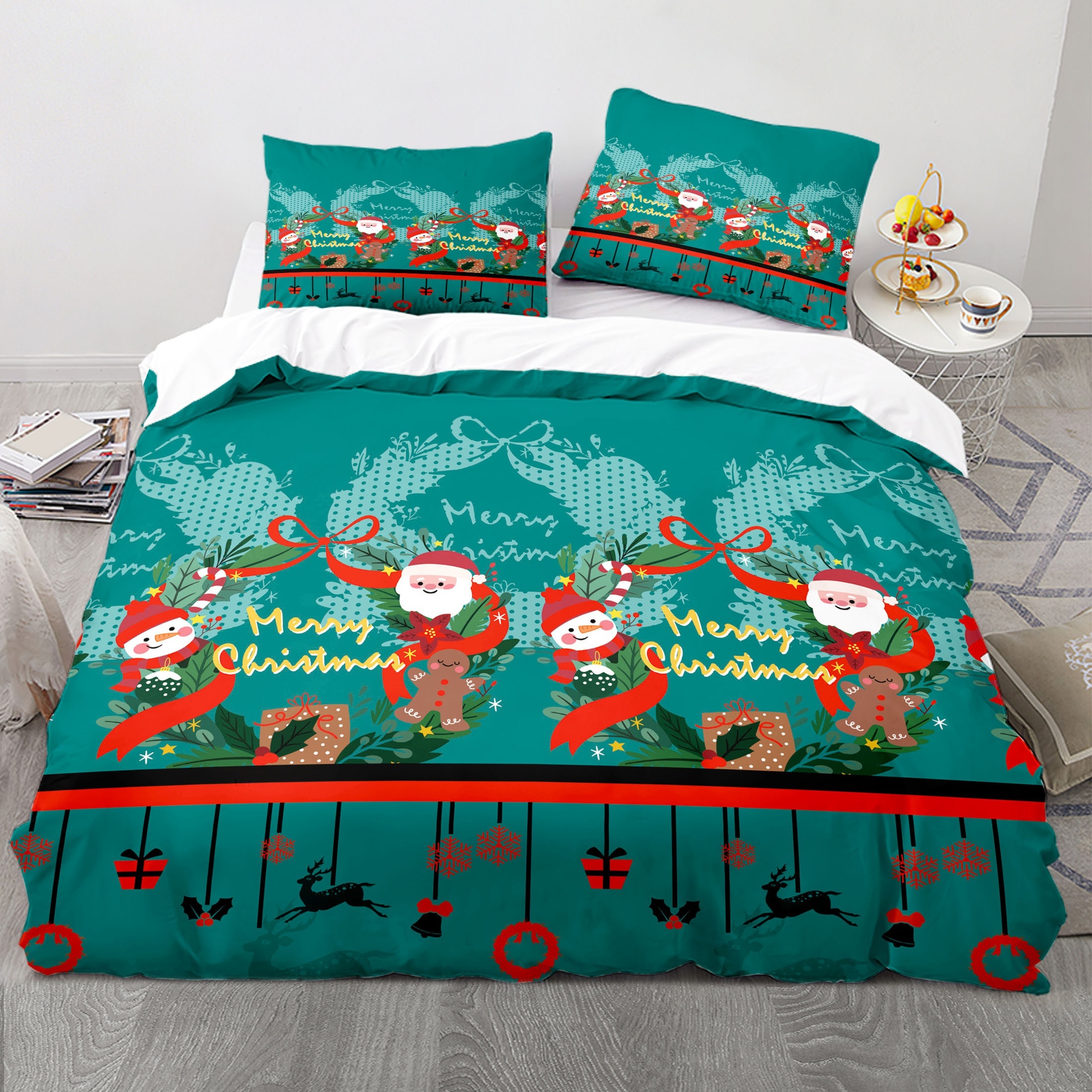 Polyester Christmas Themed Quilt Cover Set Santa Claus - Temu