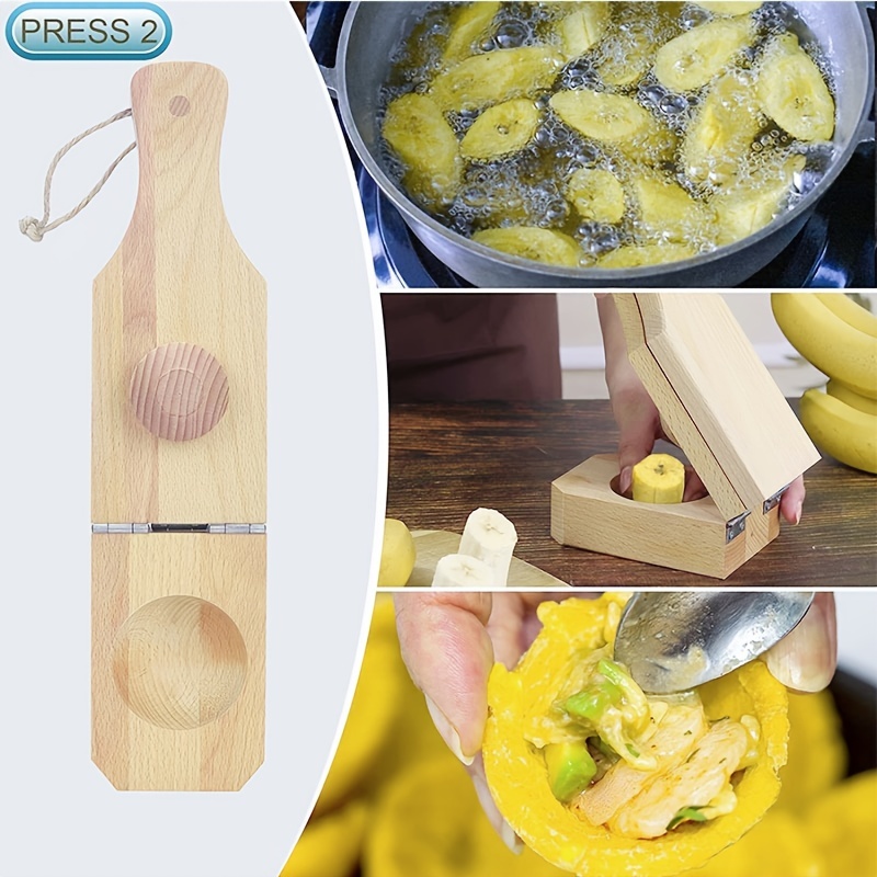 Kitchen Tostonera Plantain Press Banana Smasher Maker Wooden - Temu