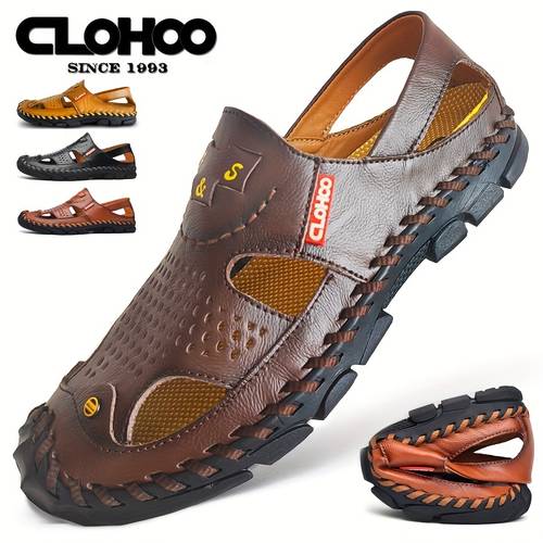 clohoo men s sandals durable handmade stitching close toe