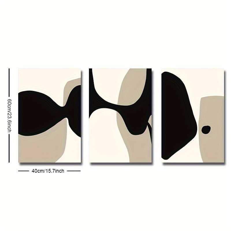 2d Flat, 2d Flat, Collection Of 3 Contemporary Minimalist Abstract Art Prints Featuring Geometric Designs For Wall Decoration In A Modern Living Room, Unframed
