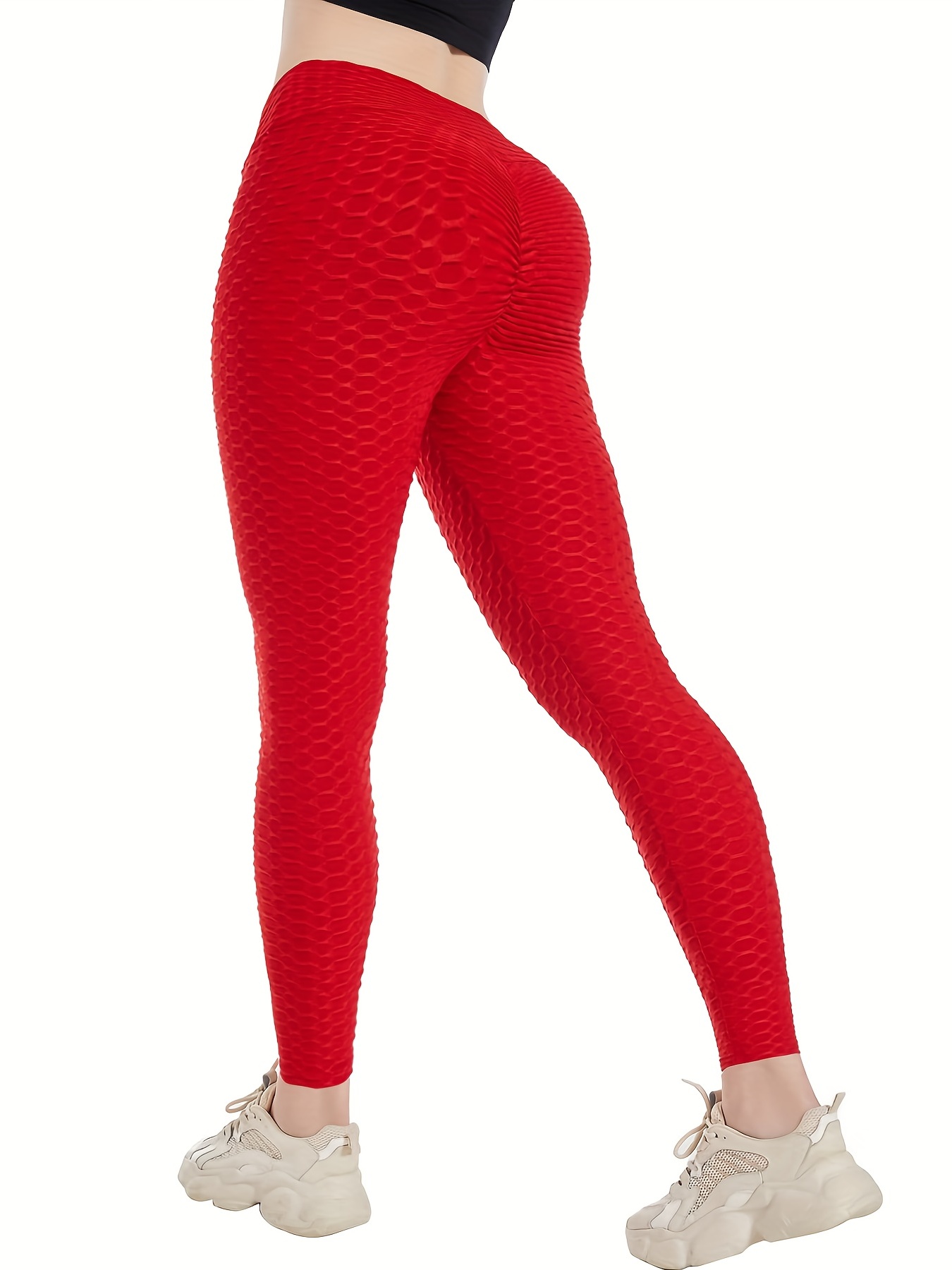 V Back Scrunch Leggings Soft Butt Lifting - Red