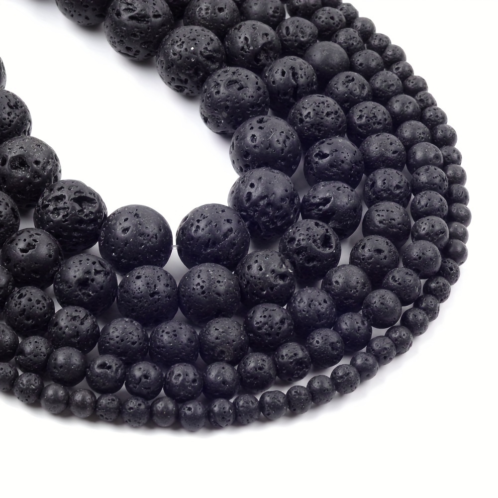 30/37/45/59/90pcs 4/6/8/10/12mm Natural Stone Black Volcanic Rock Stone  Lava Beads Round Spacer Beads For DIY Jewelry Making DIY Necklace Bracelet  Ear
