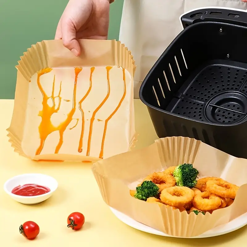 Air Fryer Liners, Air Fryer Disposable Paper Liner Square, Non-Stick  Parchment Paper, Food Grade Parchment Paper and Baking Paper, Waterproof  and Oil