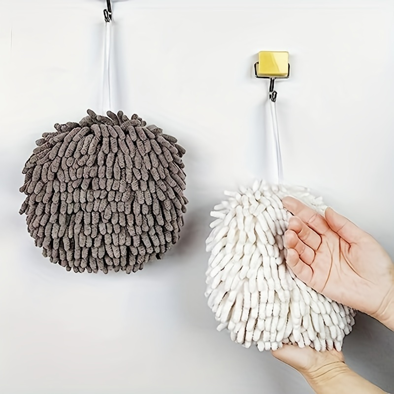 Chenille Hand Towel Ball with Hanging Loop