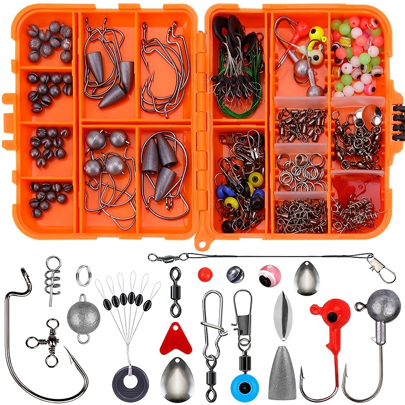 Complete Lure Fishing Kit Tackle Box Sinkers Jig Hooks Space - Temu