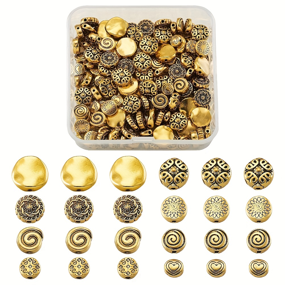 160pcs Golden Beads Assorted Patterns DIY Jewelry Making