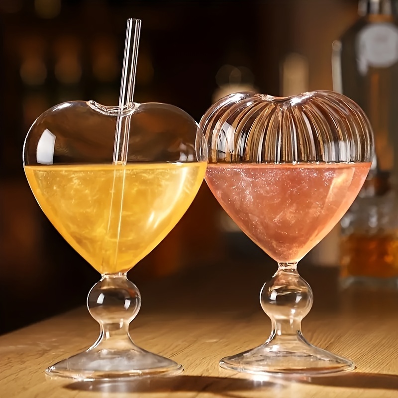 Creative Cocktail Glasses Cups: Clear Glass Heart Shaped Cocktail Wine  Glasses Novelty Wine Champagne Cup Schooner Goblet Cup Glasses Bar Club 
