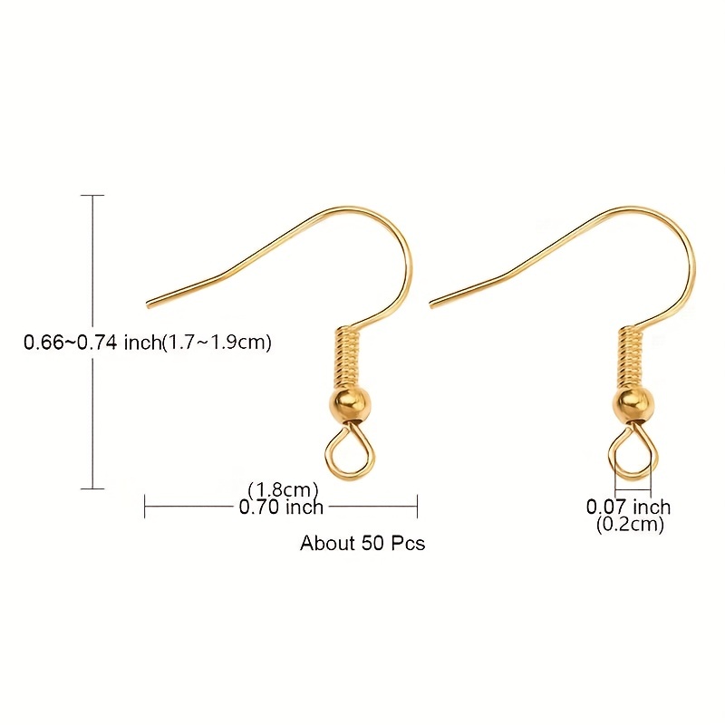 Iron Earring Hooks Golden Silvery Plated Ball Coil Ear Wires - Temu