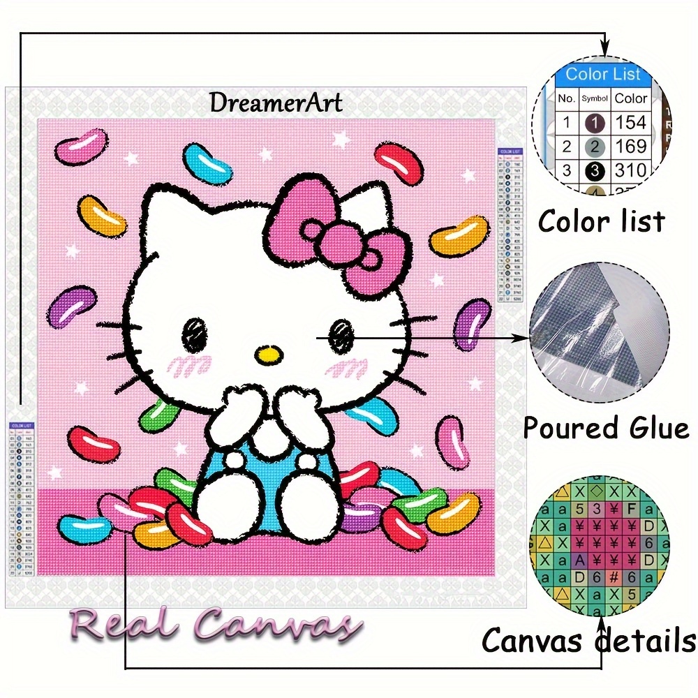 Vervaco Diamond Art Kit 8.75X8.75-Hello Kitty