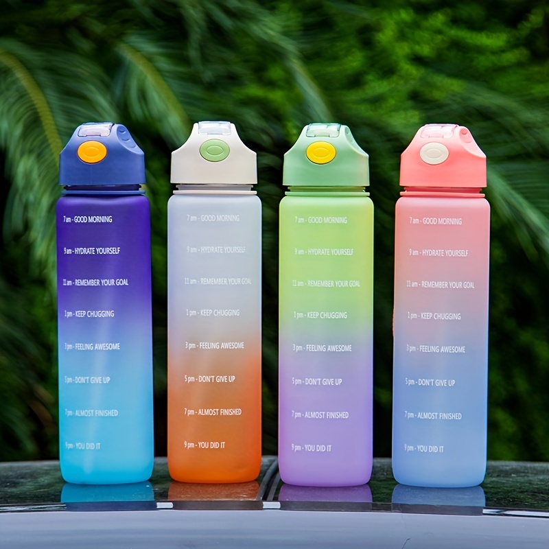 1pc Plastic Water Bottle, Modern Gradient Color Portable Water Bottle For  Home