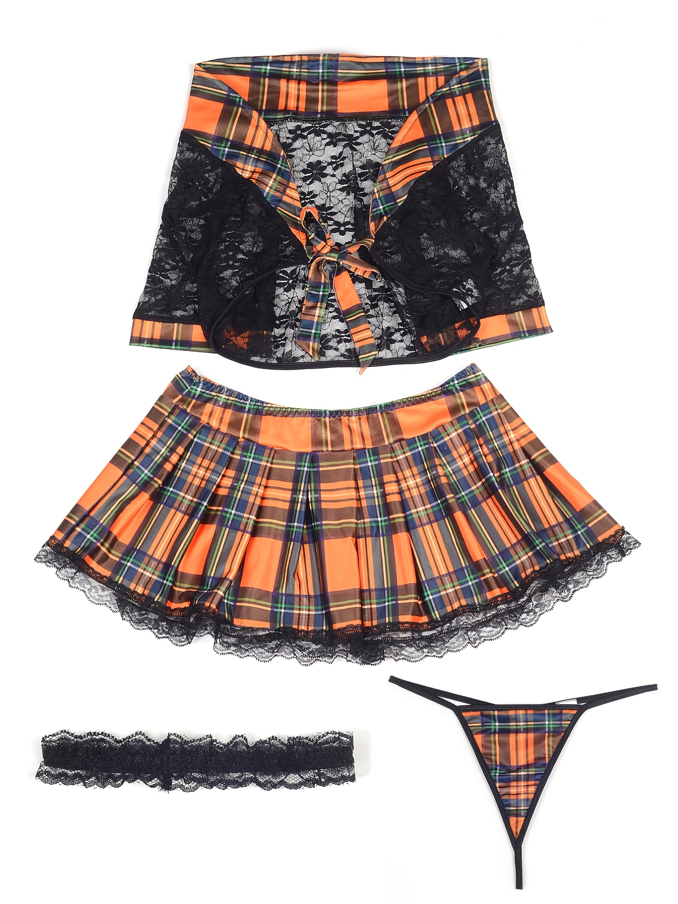 Seductive Plaid Lingerie Set Strapped Bra Mini Skirt G - Temu Canada