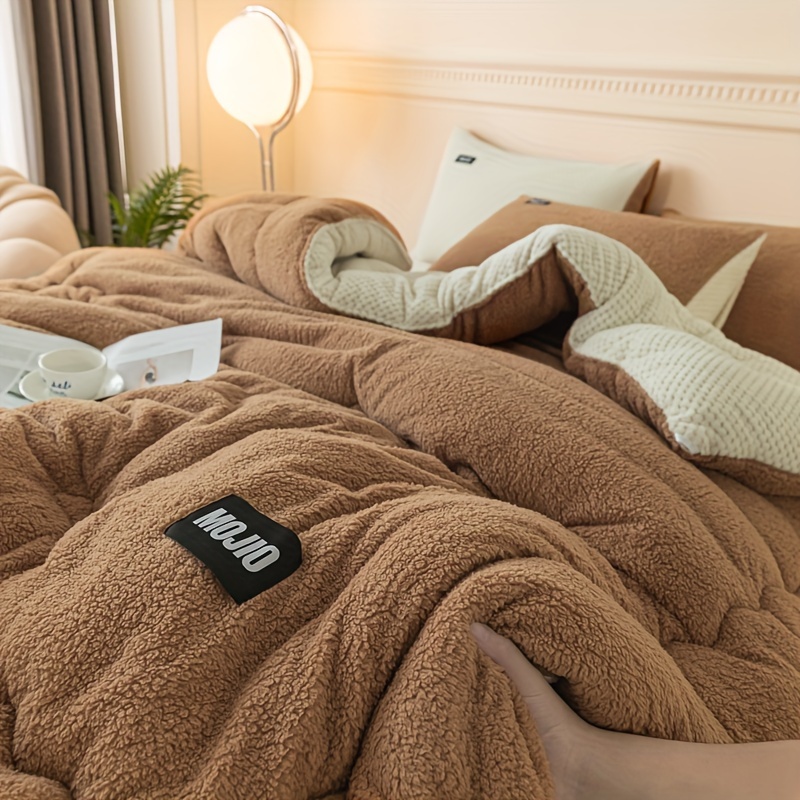 Parure de lit de luxe en polaire thermique, chaude, super douce,  confortable, moelleuse avec taie d'oreiller assortie (simple, argent) :  : Cuisine et Maison