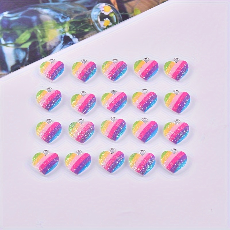 Image of 20pcs Peach Heart Color Love Pendants Resin Colorful Heart Charms For Jewelry Diy Pendant Earrings Necklace Jewelry Accessories