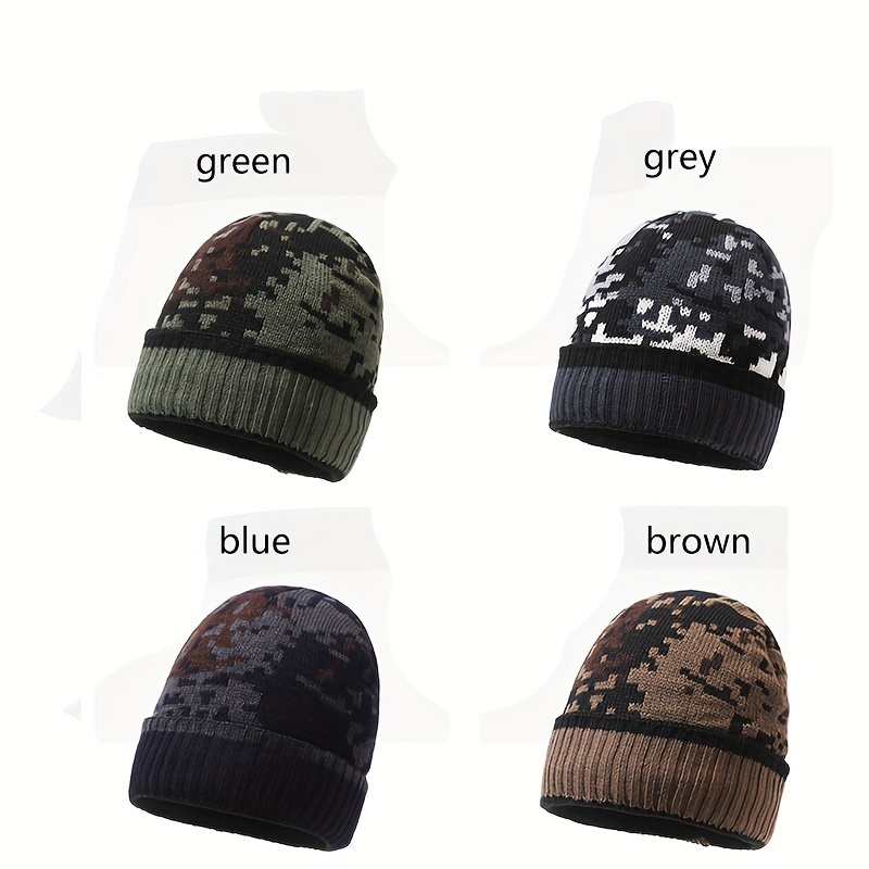 1pc Warm Winter Hats For Men And Women Single Piece And Thick Camo