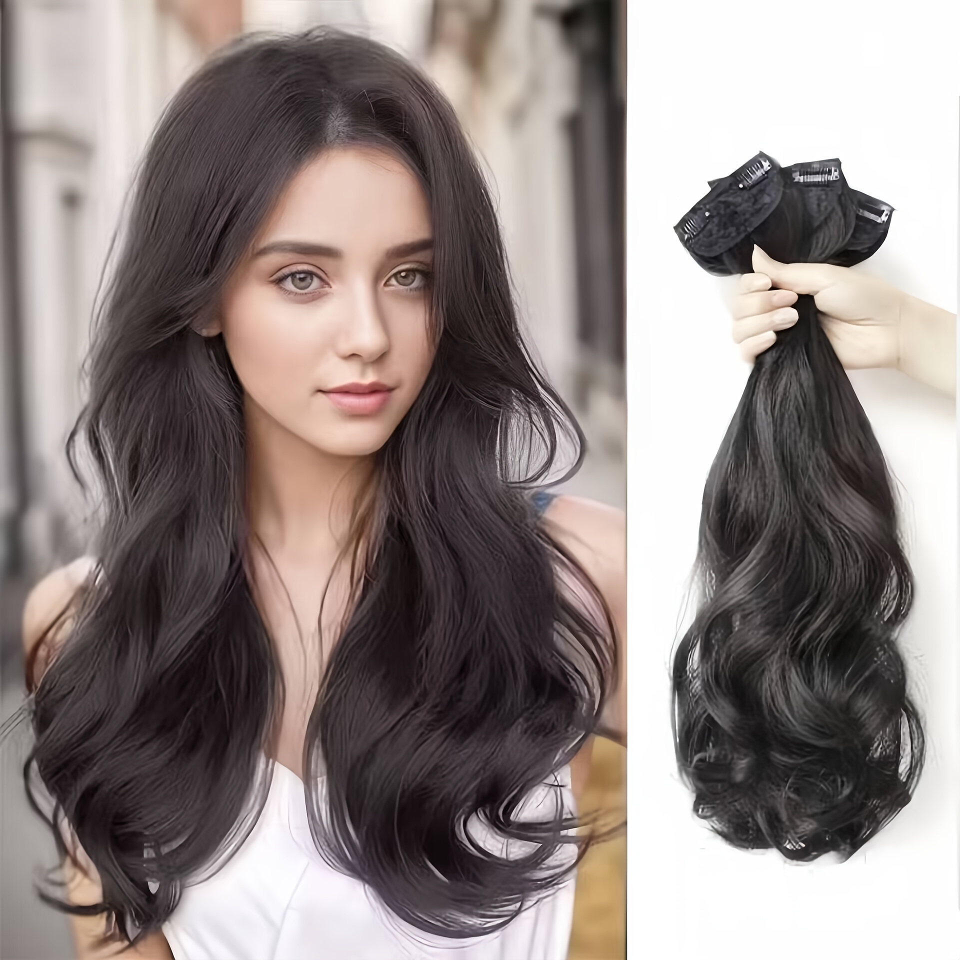 Wavy Curly Hair Extensions 16 Clip In Synthetic Fiber Hair - Temu Canada