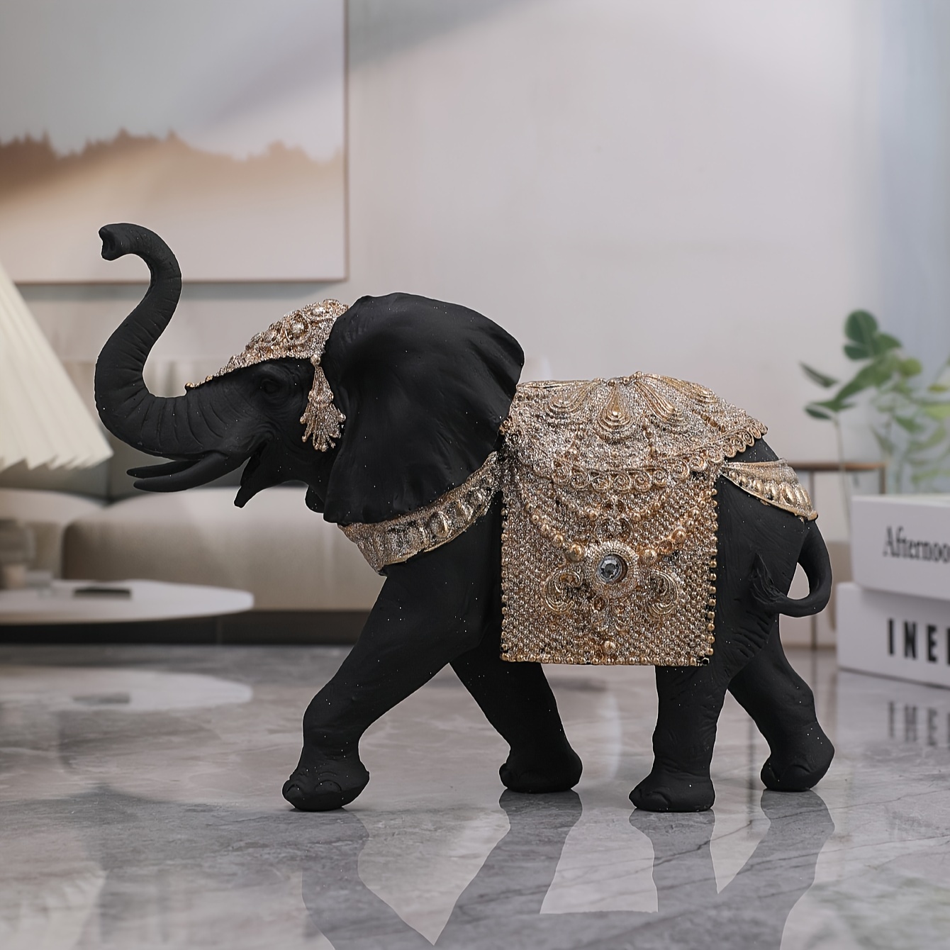 1 Estatua De Elefante Blanco – Figuras Decorativas De Elefante Feng Shui  Con Trompa Hacia Arriba – Figura Coleccionable De Elefante De Buena Suerte –