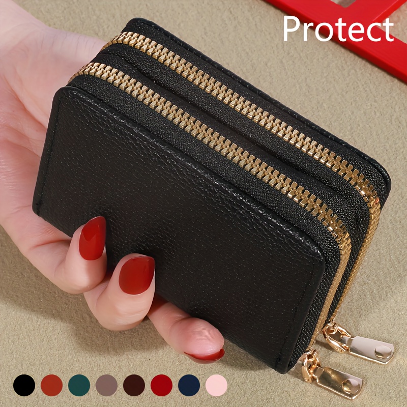 

Mini Minimalist Short Wallet, Zipper Around Coin Purse, Women's Classic Credit Card Case