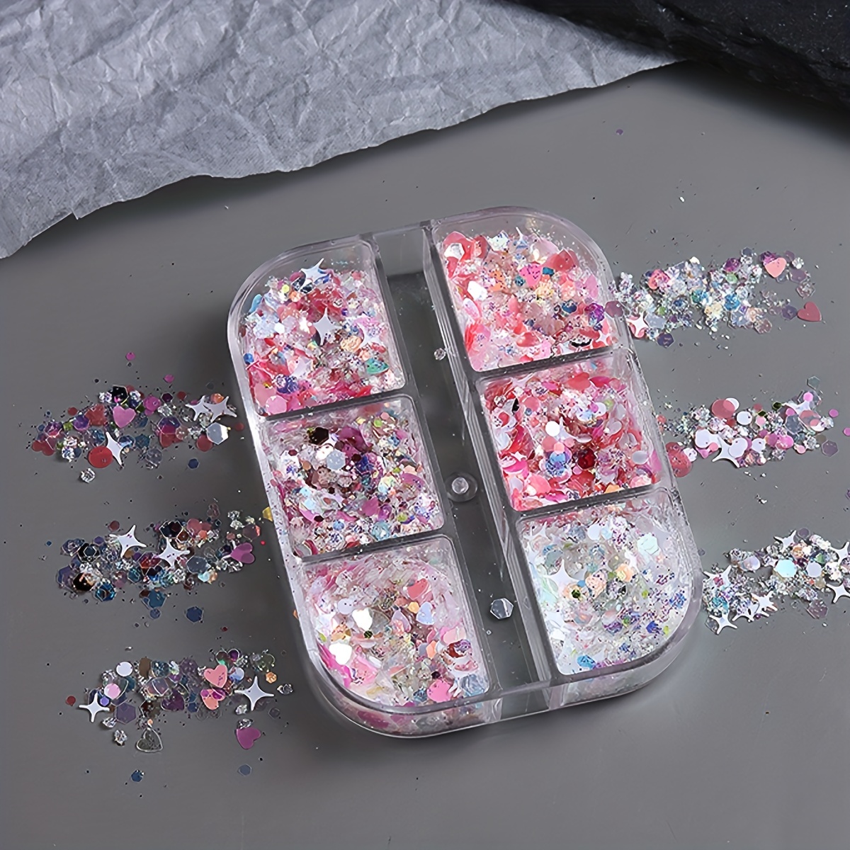 JOACHIO Nail Glitter Sequins Set, Laser Butterfly Star Chunky Glitter Flakes Nail Sequin Acrylic Paillettes, Holographic Nail Polish Sparkle Nail Glitters