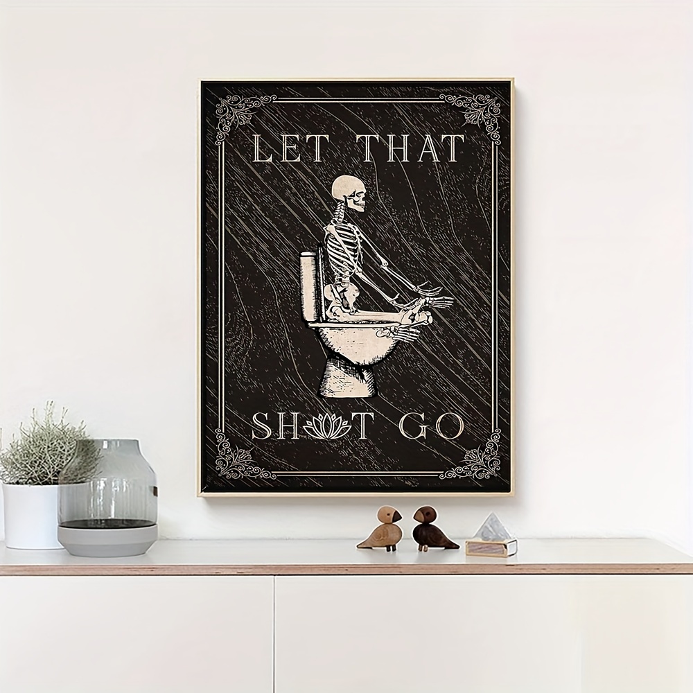 .com: COLOR VALLEY ART - Black Bathroom Decor, Funny Bathroom Wall  Art, Humorous Quote Wall Hanging Skull Wooden Print for Toilet : Home &  Kitchen