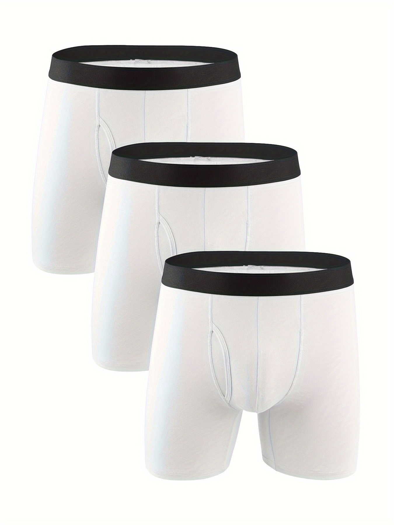 Men's Cotton Long Leg Boxer Briefs Men's Simple Solid Color - Temu