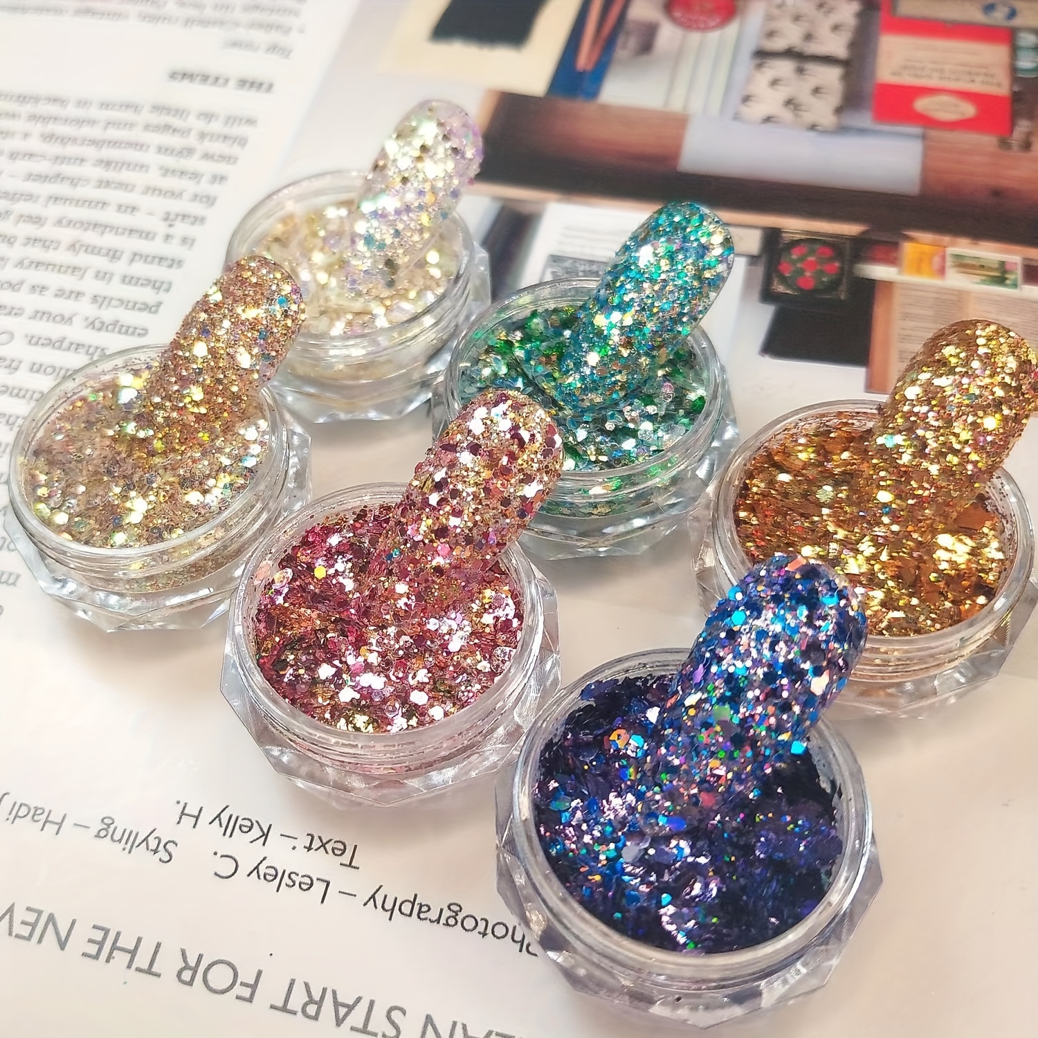 12 Color Nail Glitter Sequins,Holographic Chunky Nail Glitter Flakes For  Resin/Makeup/Nail Tips