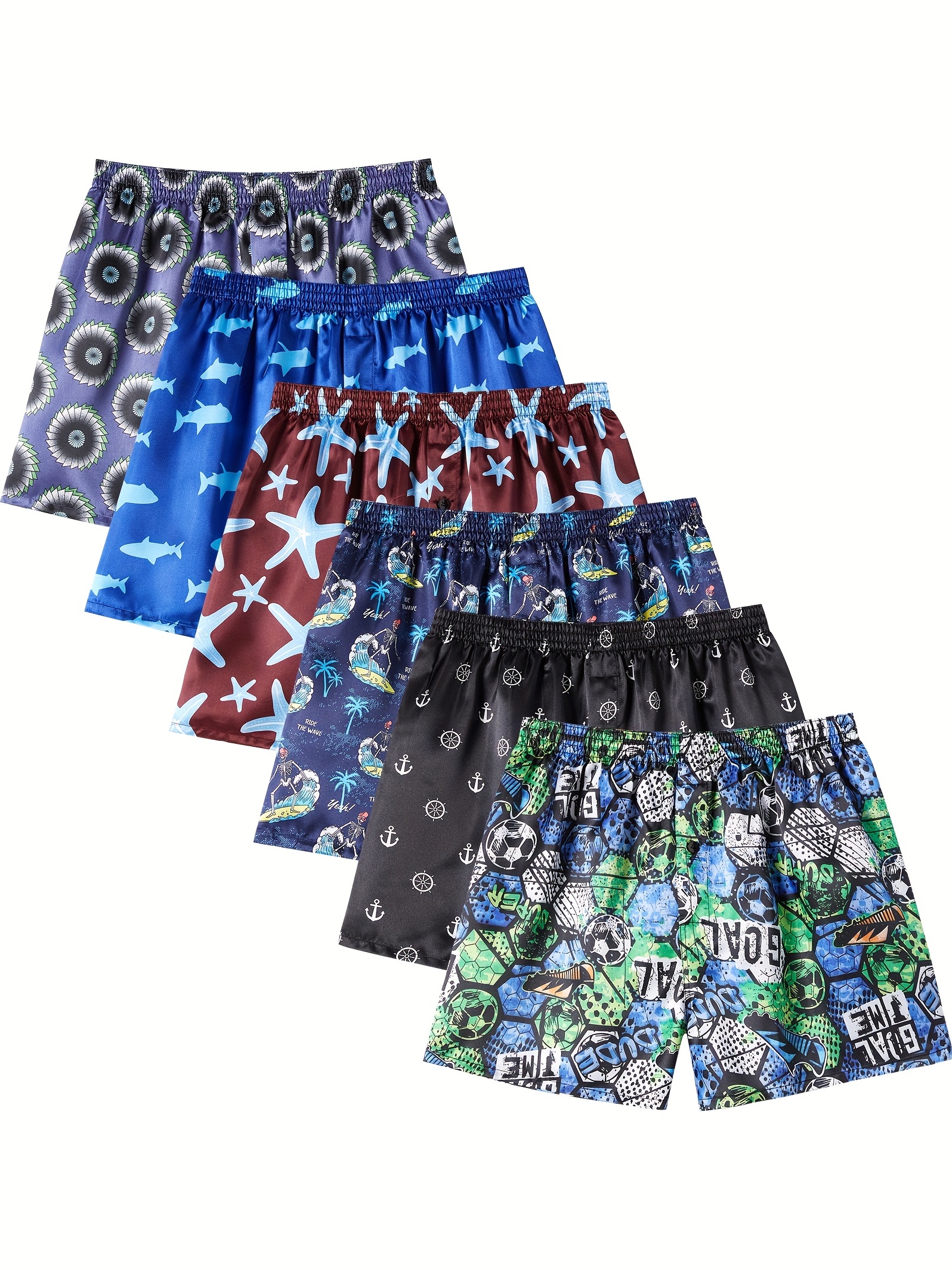 JupiterSecret Mens Satin Boxer Shorts Pack, Silk Feeling Sleep Shorts  Underwear with Button Fly, Silky Pajama Bottoms for Men, 6 Pack Color-1,  4X-Large : : Clothing, Shoes & Accessories
