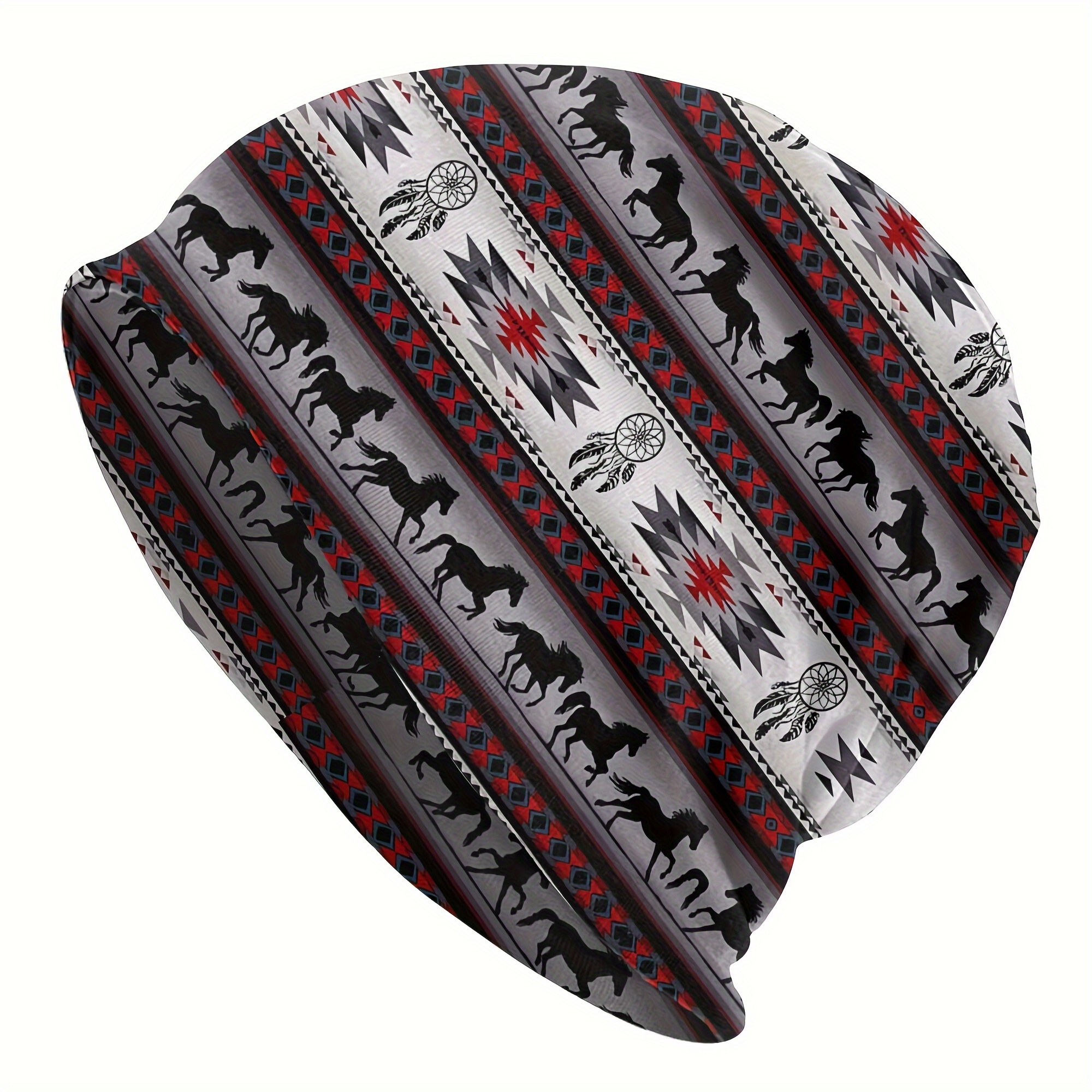 1pc american native pattern mens skullies beanies horse stripe ski bonnet hats details 9