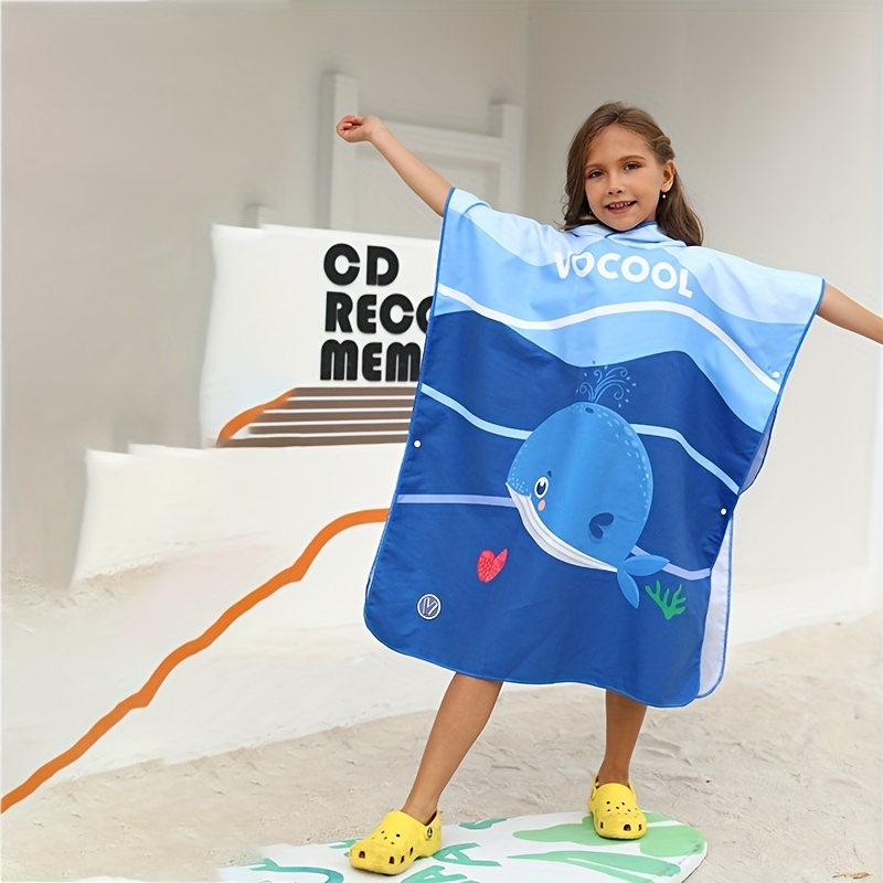 Albornoz de microfibra para niños, Poncho de playa con capucha, toallas de  Surf, secado rápido - AliExpress
