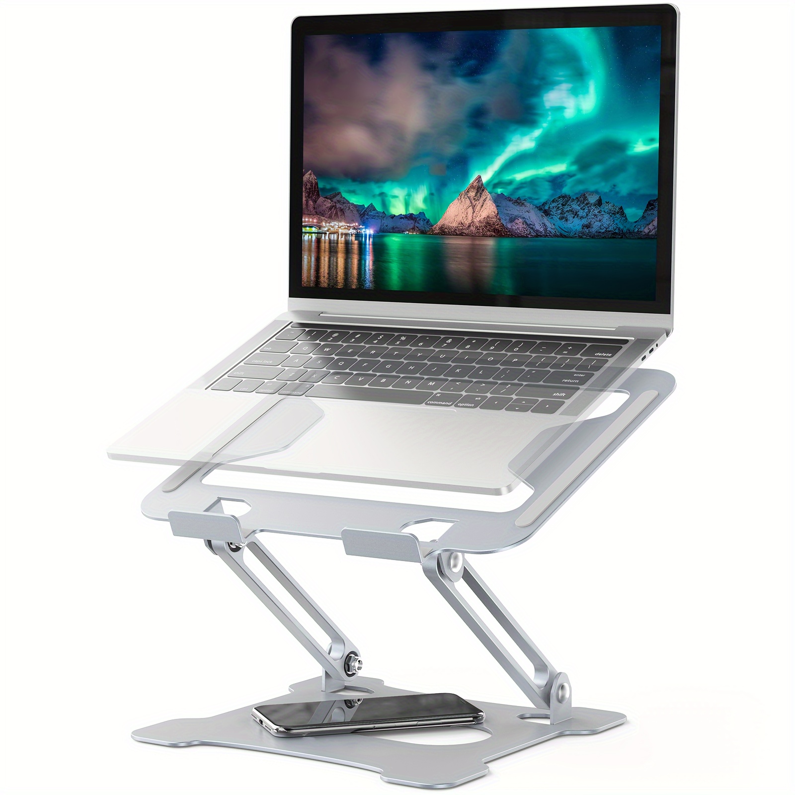 Soporte ajustable para laptop con ventilador de refrigeración, soporte de  computadora multiángulo de aleación de aluminio para escritorio, soporte de