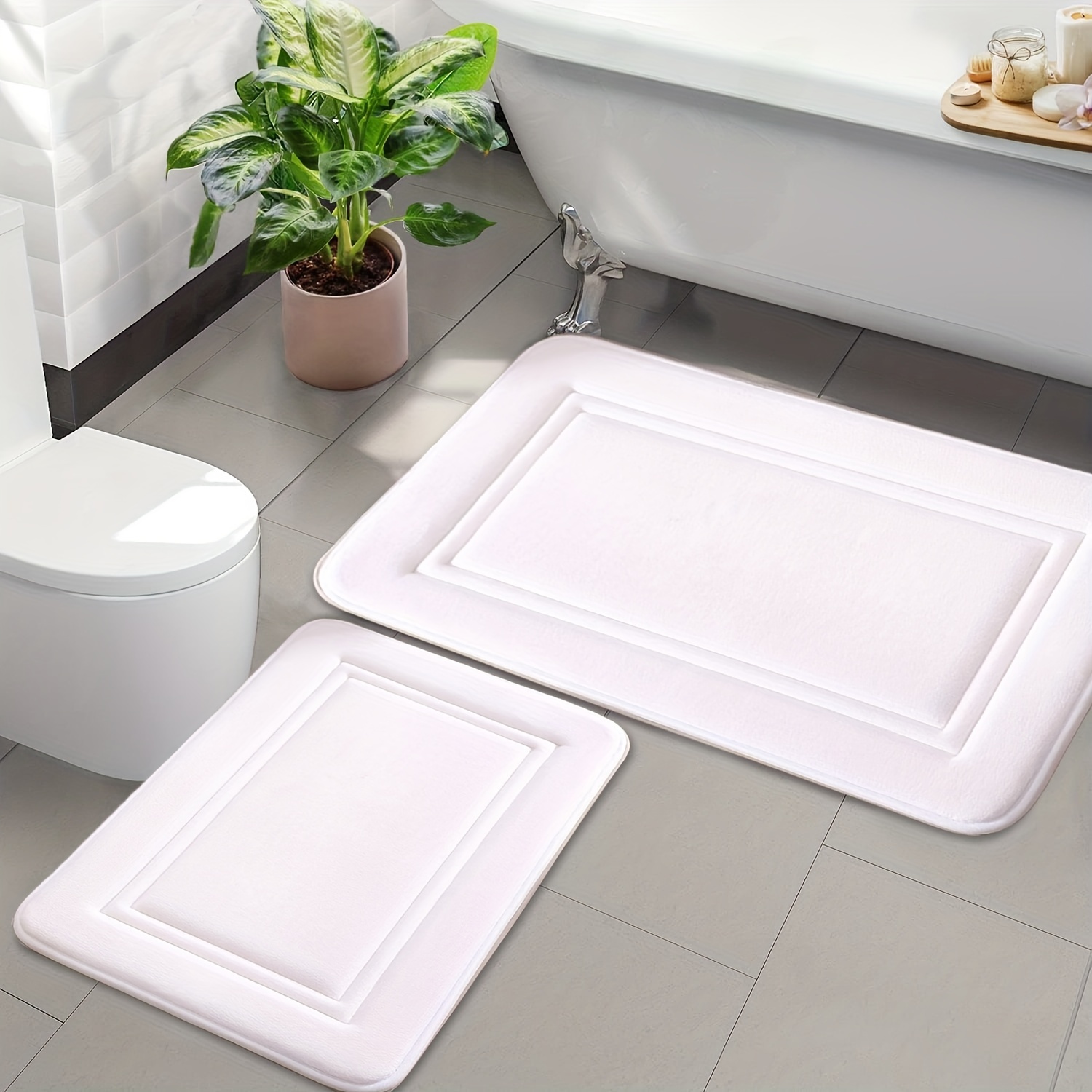 Image of 2pcs Set Of Anti-slip Mats, Ultra-slip Ultra-absorbent Bathroom Mat Set, Door Mat Bathroom Mat Laundry Room Mat
