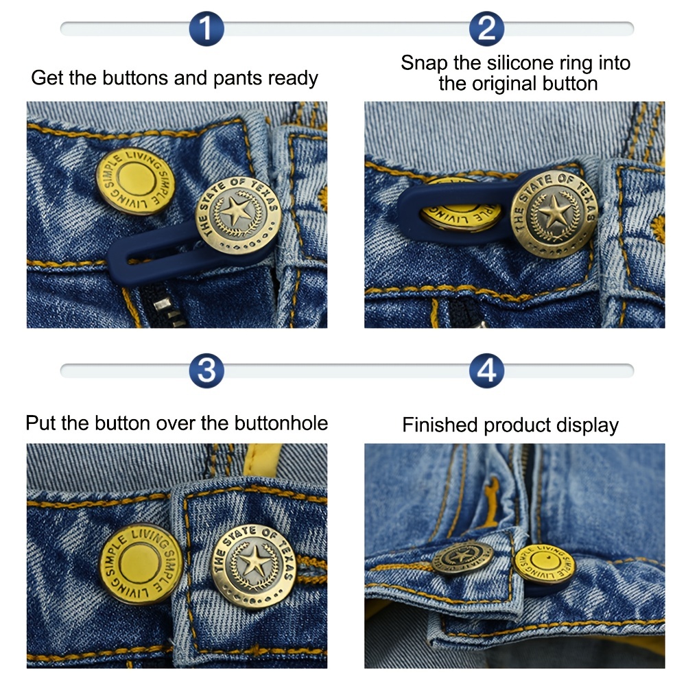 MARSHOHO 8 Pack Pants Extender Button, Retractable Jeans Buttons for Men and Women Waistband Stretcher Extender Metal Buttons No Sew for Jeans
