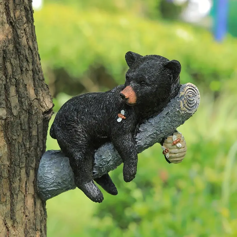 Black Bear Cub Napping Hanging In A Tree Figurine Realistic - Temu