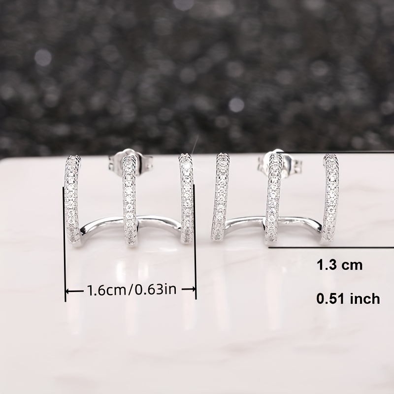 Zirconia 3 Claw Stud Earrings for Women