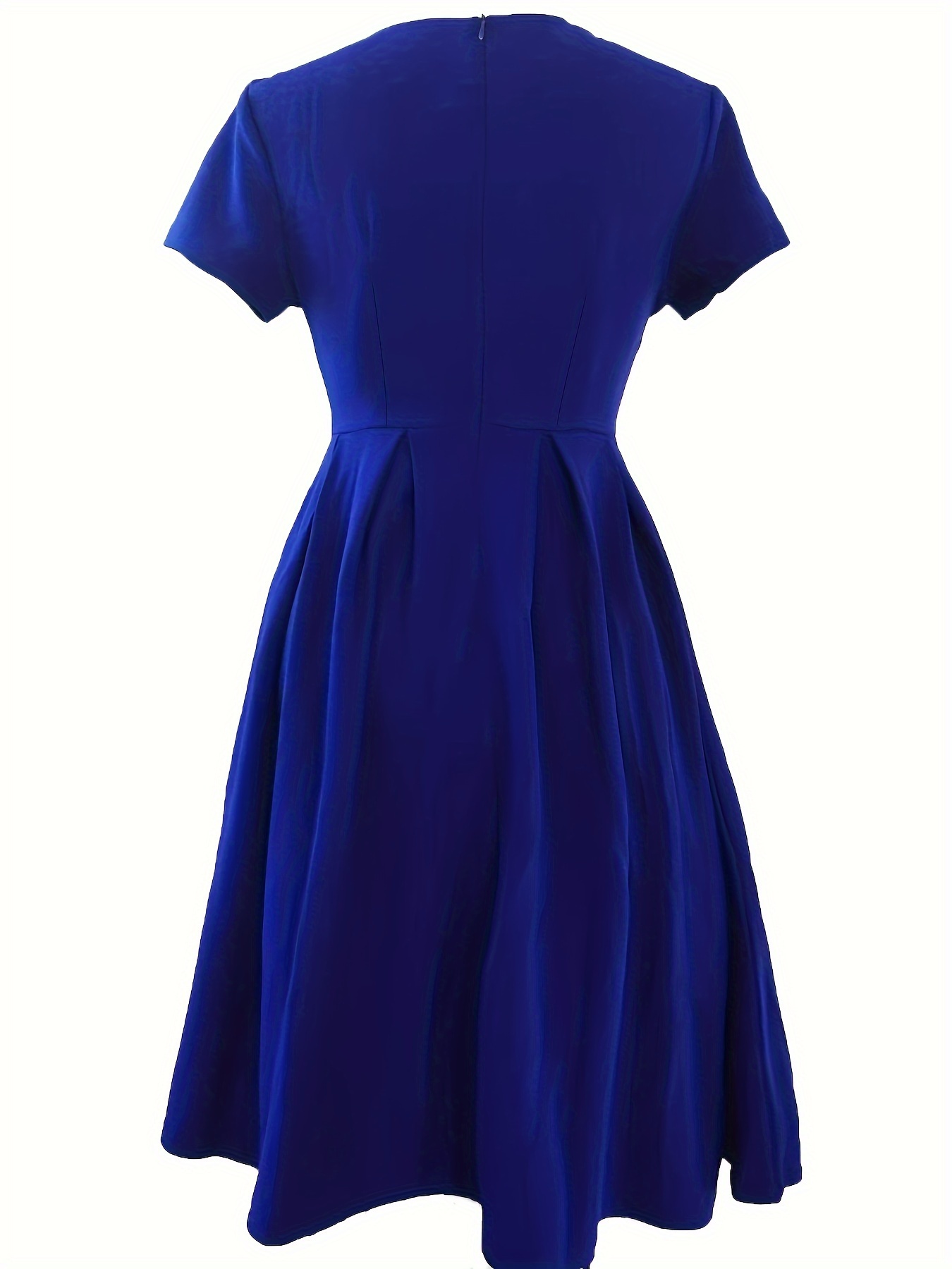 Однотонное платье с короткими рукавами, винтажное платье с расклешенным вырезом, женская одежда