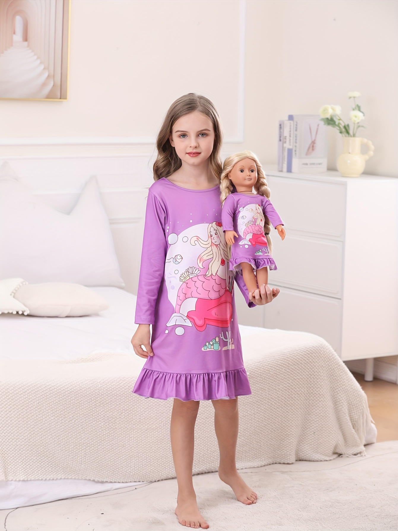 Girls Toddler Sleeping Gowns Dresses Kids Toddler Nightwear - Temu Canada