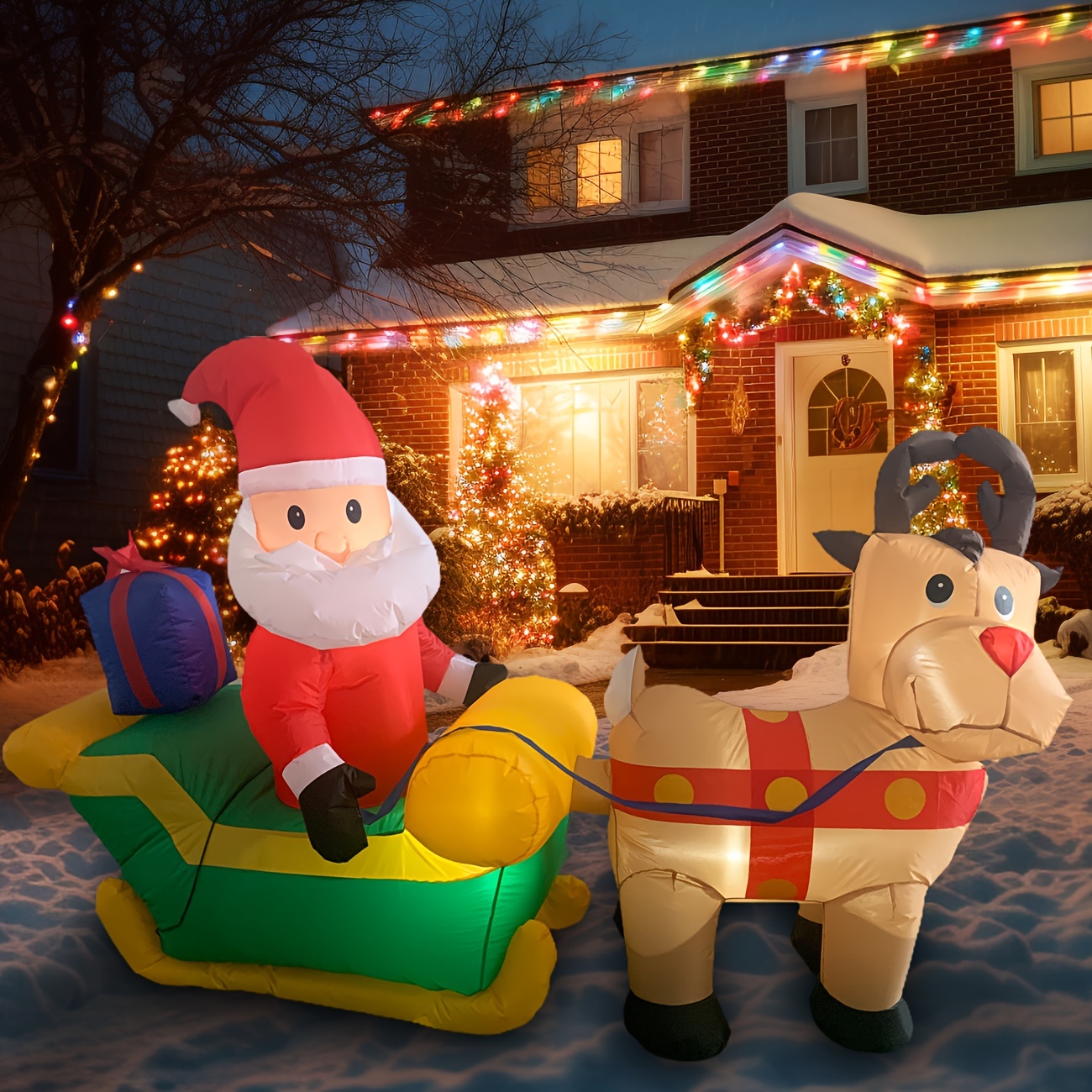 Christmas Inflatables Outdoor Decorations Santa Claus On The