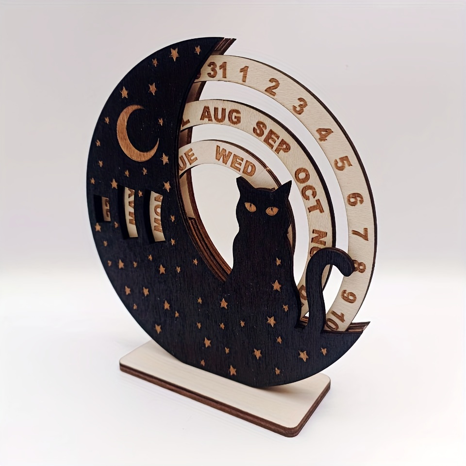 TEMU 1pc, Moon Wolf And Cat Calendar, Scene Decor, Festivals Decor, Room Decor, Home Decor, Offices Decor, Theme Party Decor, Christmas Decor