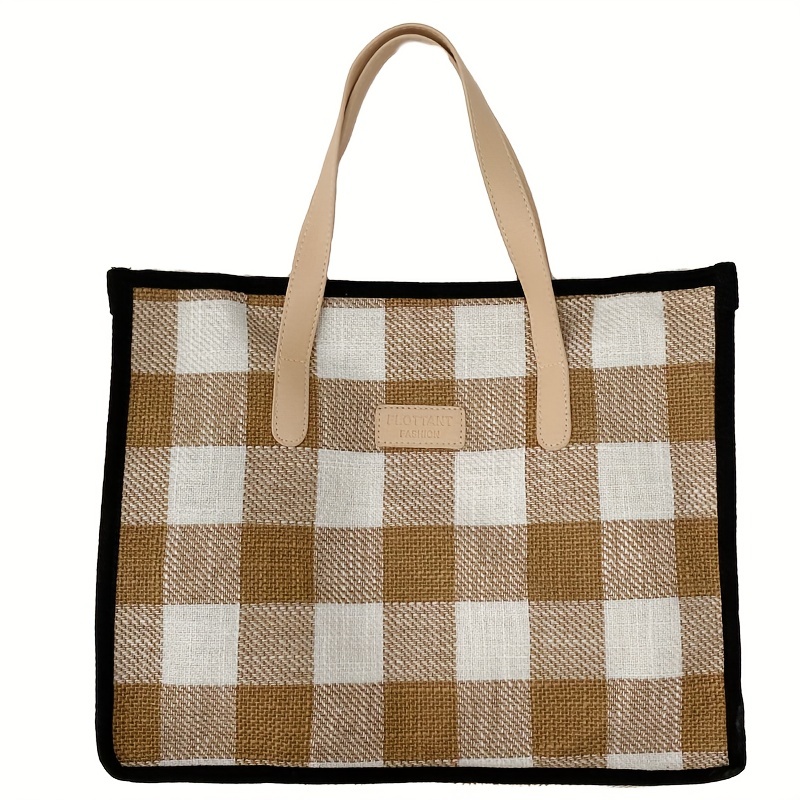 Luxury Plaid Print Tote Bag For Women, Classic Style Shoulder Bag, Large  Capacity Handbag & Satchel Purse - Temu