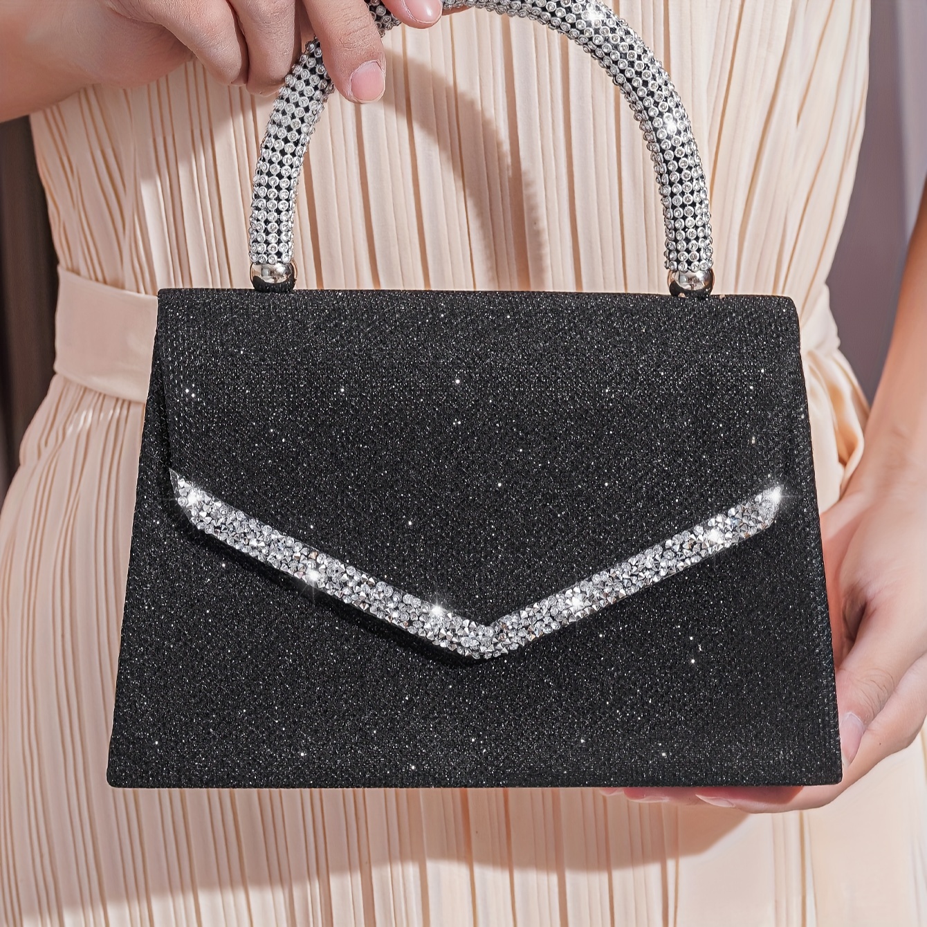 Black Glitter Crossbody Purse (For Elegant Ladies)