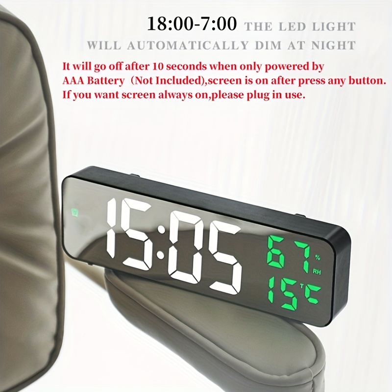 25*16*3cm grande orologio da parete digitale temperatura umidità data  regolazione automatica orologio da tavolo meteo 12/24H sveglia a LED
