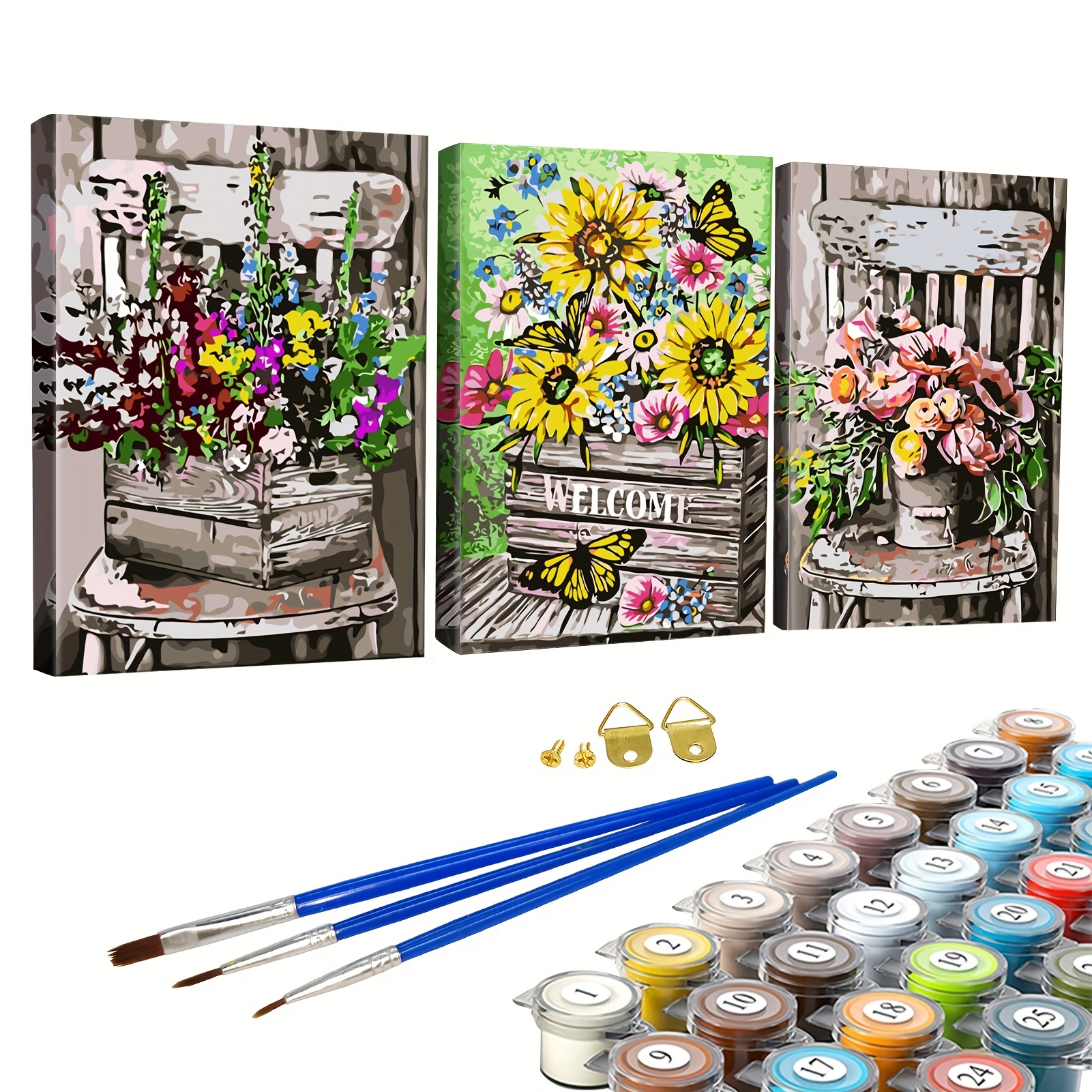 Flowers In Bloom Paint By Number For Adults Beginner - Temu