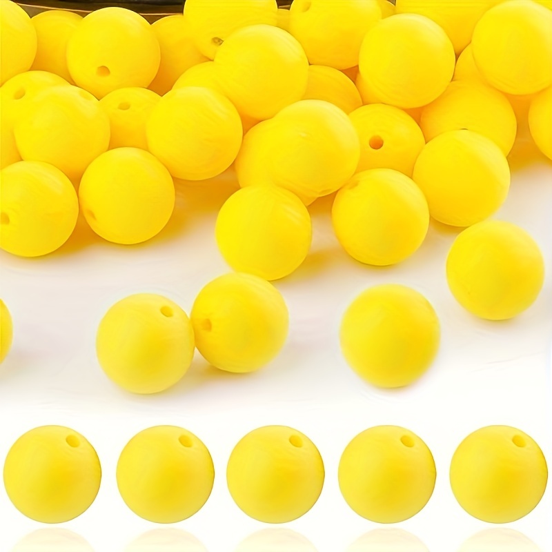 15mm Yellow Silicone Beads, Silicone Beads in Bulk, 15mm Silicone