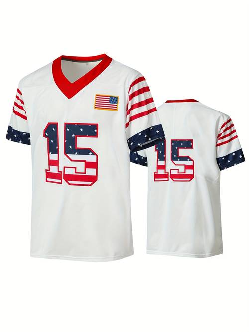 mens 15 football jersey american college football wear embroidery stitched retro american flag elements sweatshirt