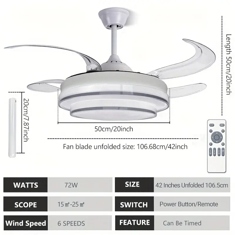 Double Layer Retractable Ceiling Fan Light Remote Control Temu
