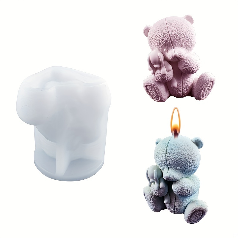 1pc 3D Cute Bear Silicone Mold, Bear-Shaped Mold Bear Candle Mold For  Handmade Plaster Aroma Soap Resin Wax Craft Clay