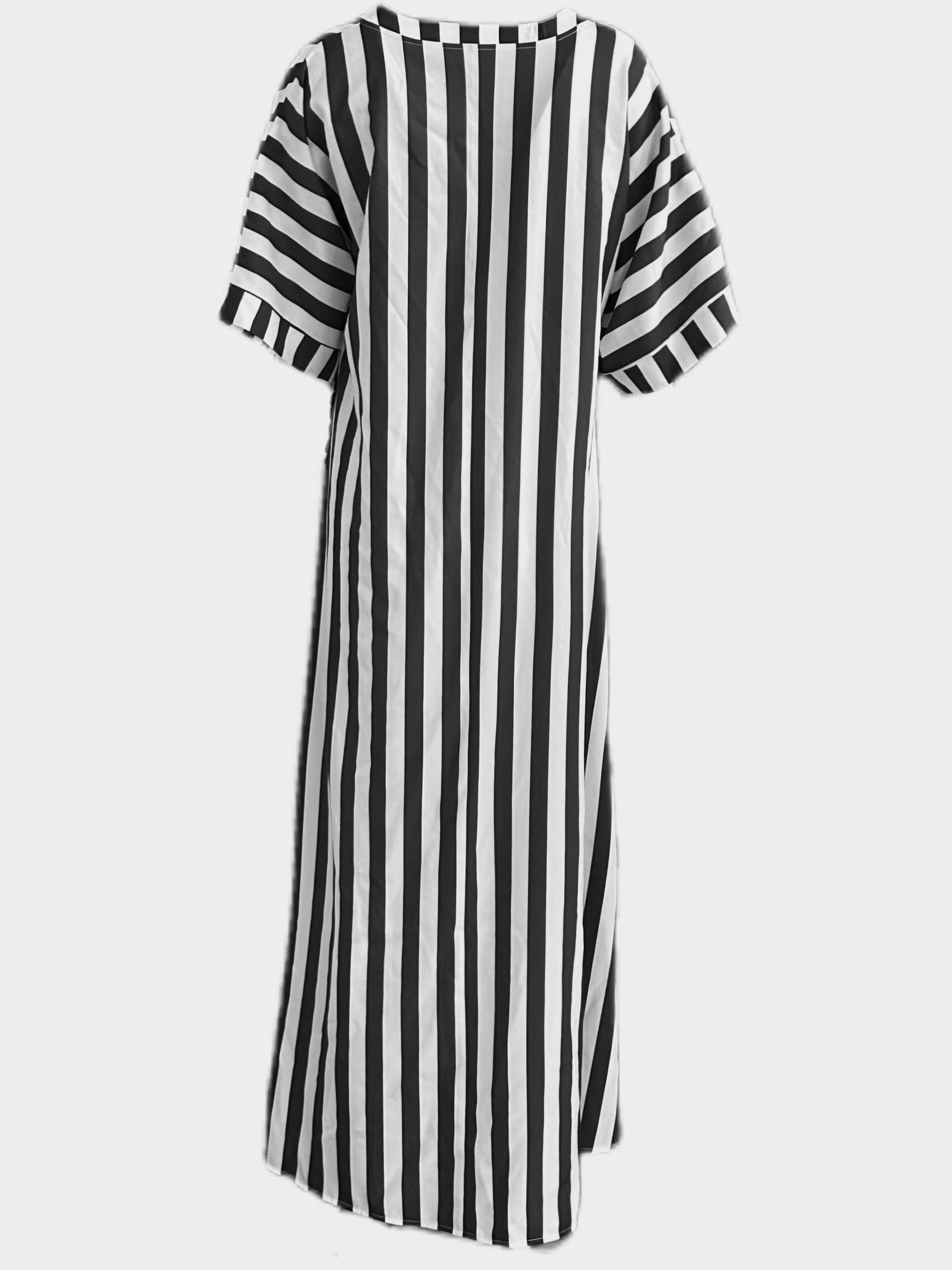 Wholesale Plus Maxi Dresses Stripe Dress Fashionable Casual Short Sleeve O  Neck Long Dress In L 5XL Sizes From Echmogen, $24.4