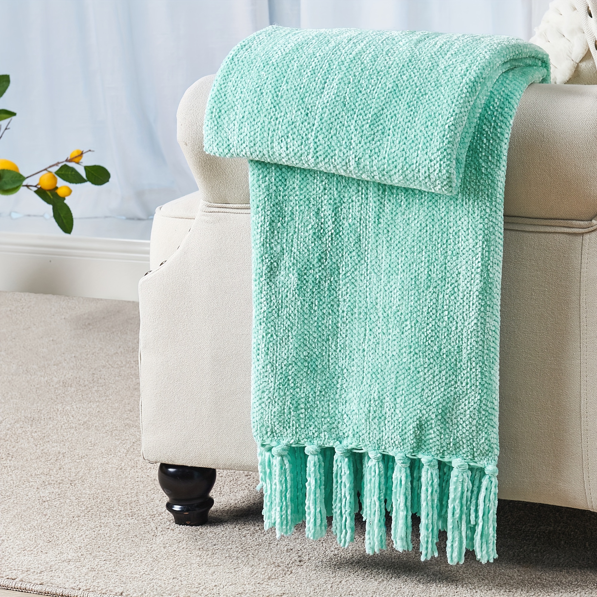 1pc crystal chenille knit throw blanket soft warm nap Temu